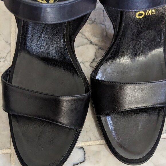 Salvador Ferragamo Black Leather heel Sandals Sz 10B Like new - Picture 4 of 13